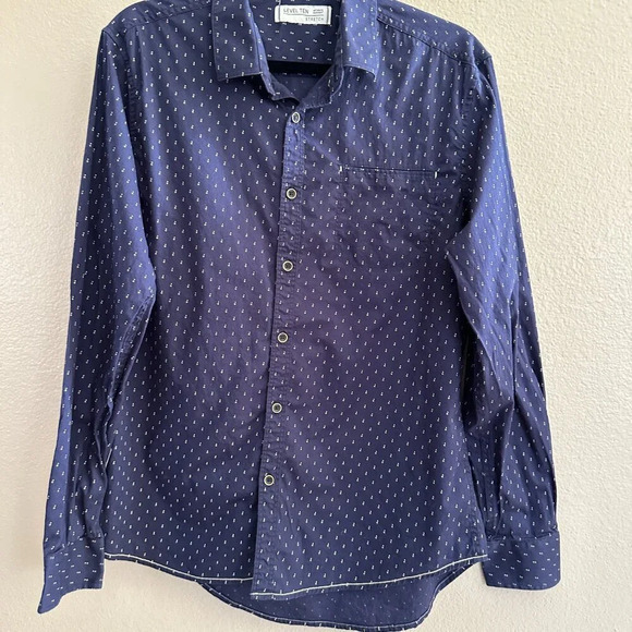 Level Ten Men's Navy‎ Blue Button-Down Shirt  Size Small, dress shirt, mens - Picture 2 of 6